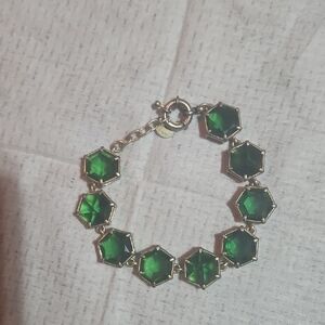 Elegant Green Hexagon Bracelet